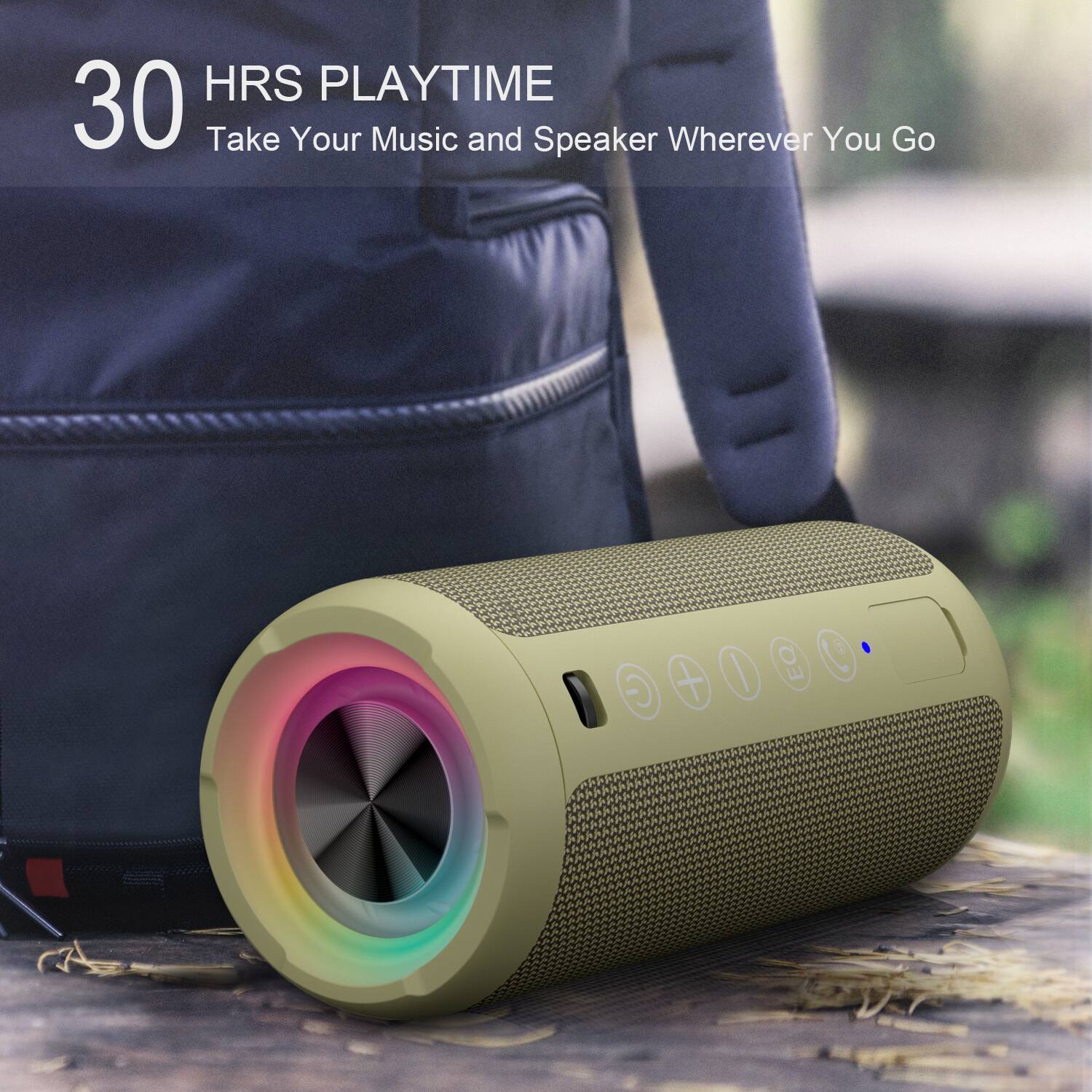 30 HRS PLAYTIME  
Take Your Music and Speaker Wherever You Go