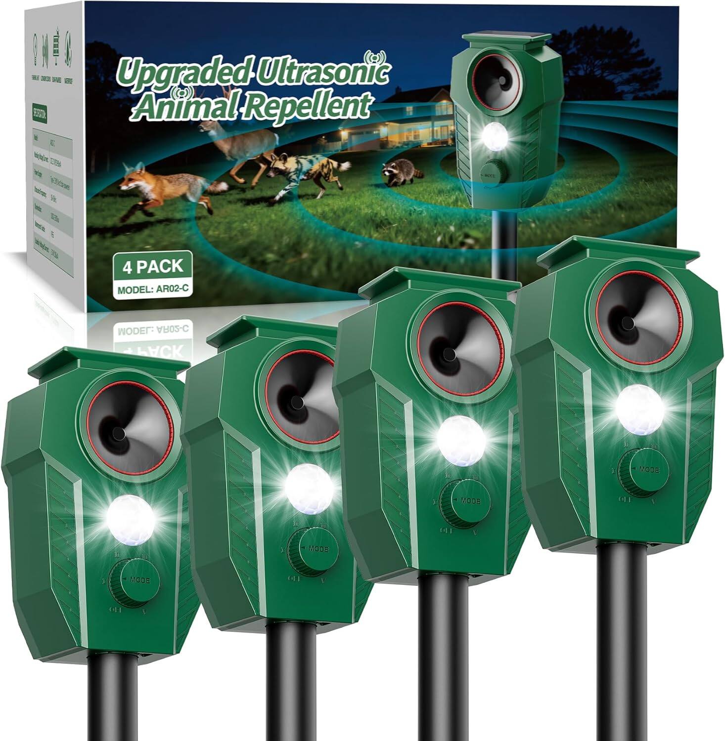 Upgraded Ultrasonic Animal Repellent  
4 PACK  
MODEL: AR02-C  
MODEL: AR02-C
