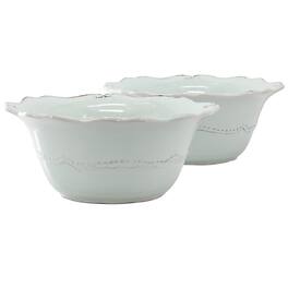 Modern Southern Home - Capri 2 Piece 10 Inch Scalloped Stoneware Serving Bowl Set in Egg - Blue