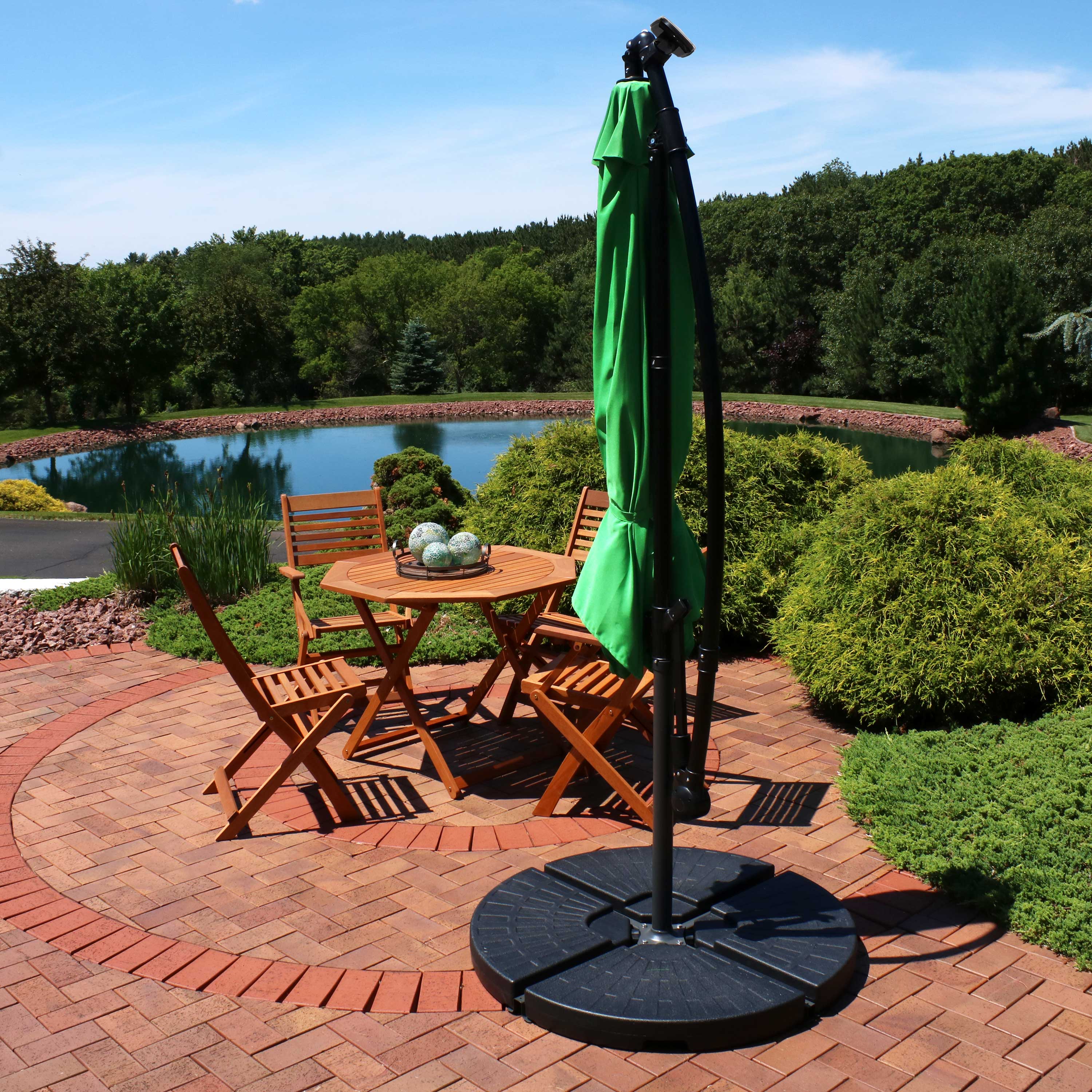 Alt View 8. Sunnydaze - 9.5 ft Solar Cantilever Offset Patio Umbrella - Emerald.