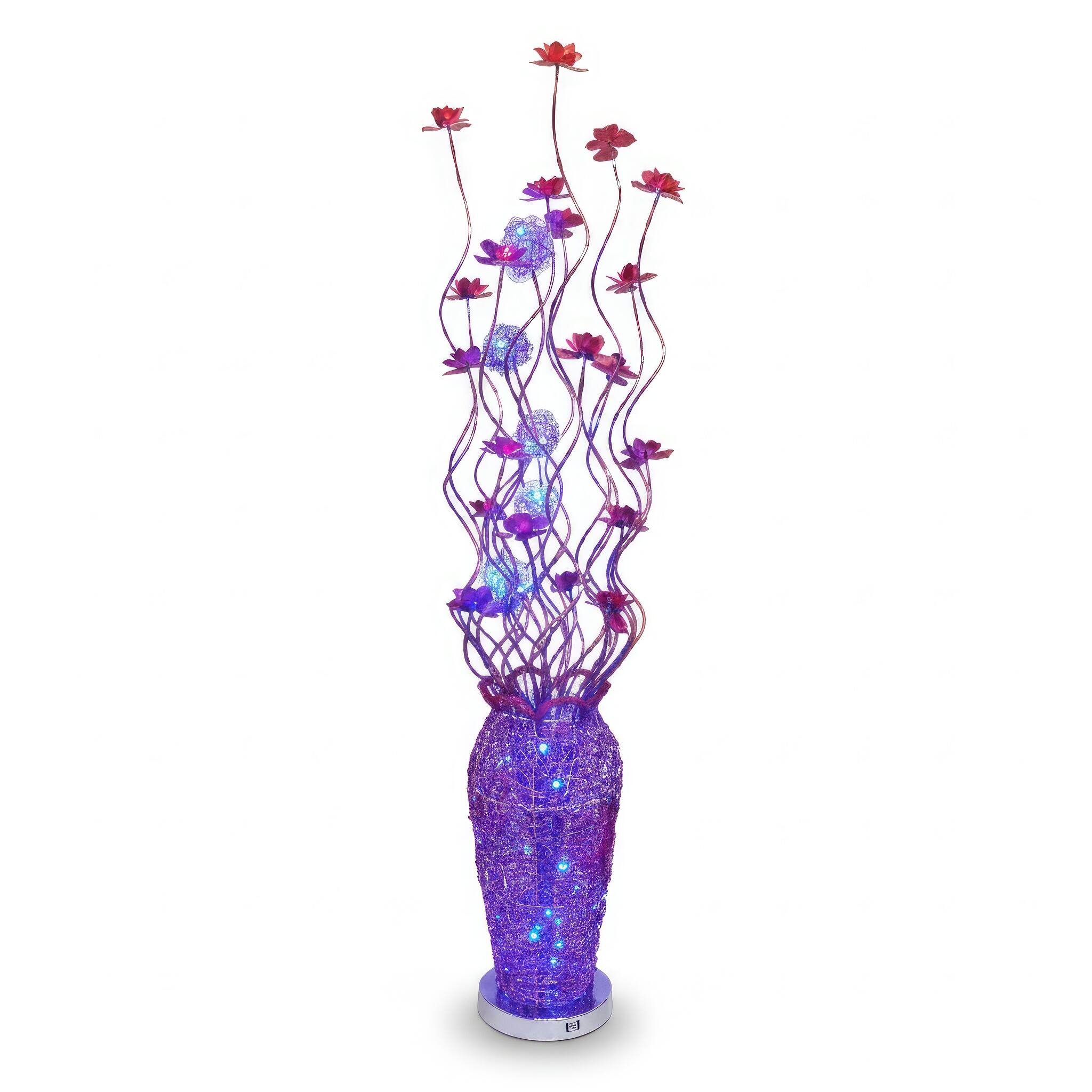 Angle. FC Design - 60"H Red Glitter Vase with Artistic Floral Stem &  LED Floor Lamp.