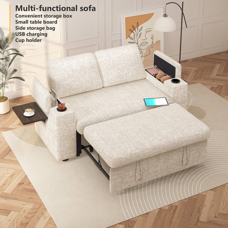 Multi-functional sofa  
Convenient storage box  
Small table board  
Side storage bag  
USB charging  
Cup holder