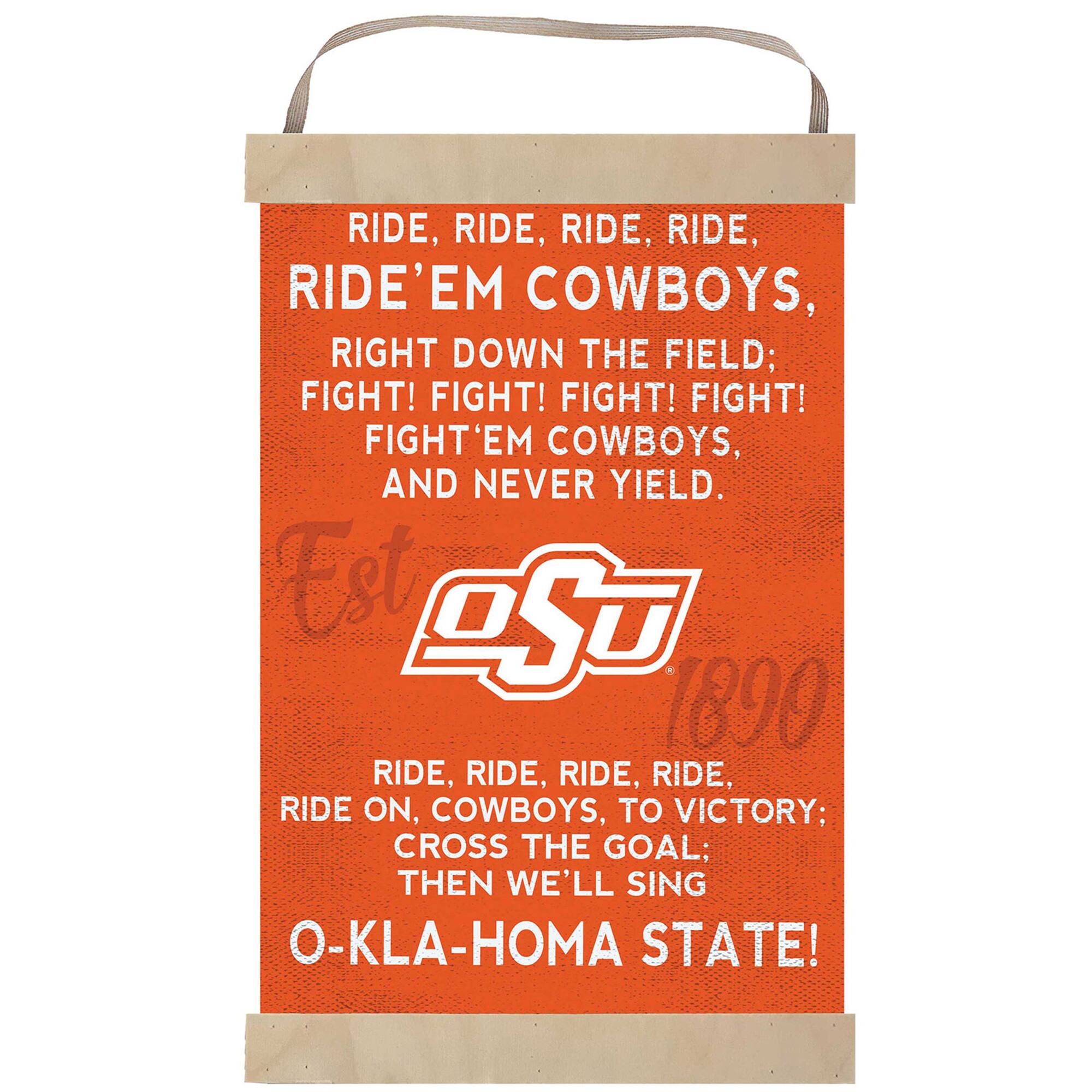 Oklahoma State Cowboys Fight Song Banner Sign
