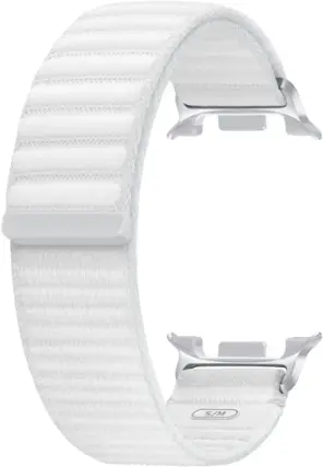 Front. Samsung - Fabric Band for Galaxy Watch8 and Galaxy Watch8 Classic S/M - White.
