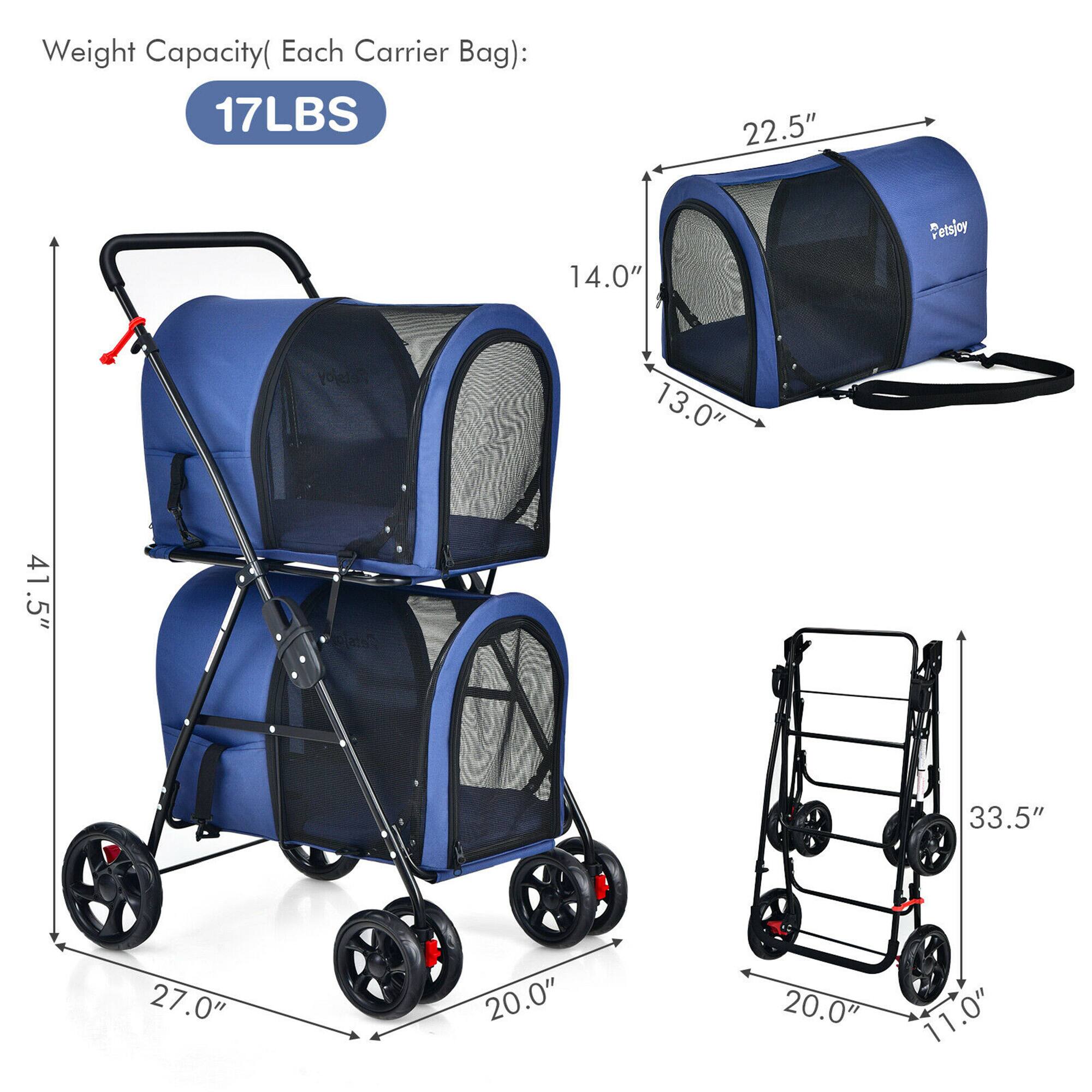 Weight Capacity (Each Carrier Bag): 17LBS

- 22.5"
- 14.0"
- 13.0"
- 41.5"
- 27.0"
- 20.0"
- 33.5"
- 20.0"
- 11.0"
