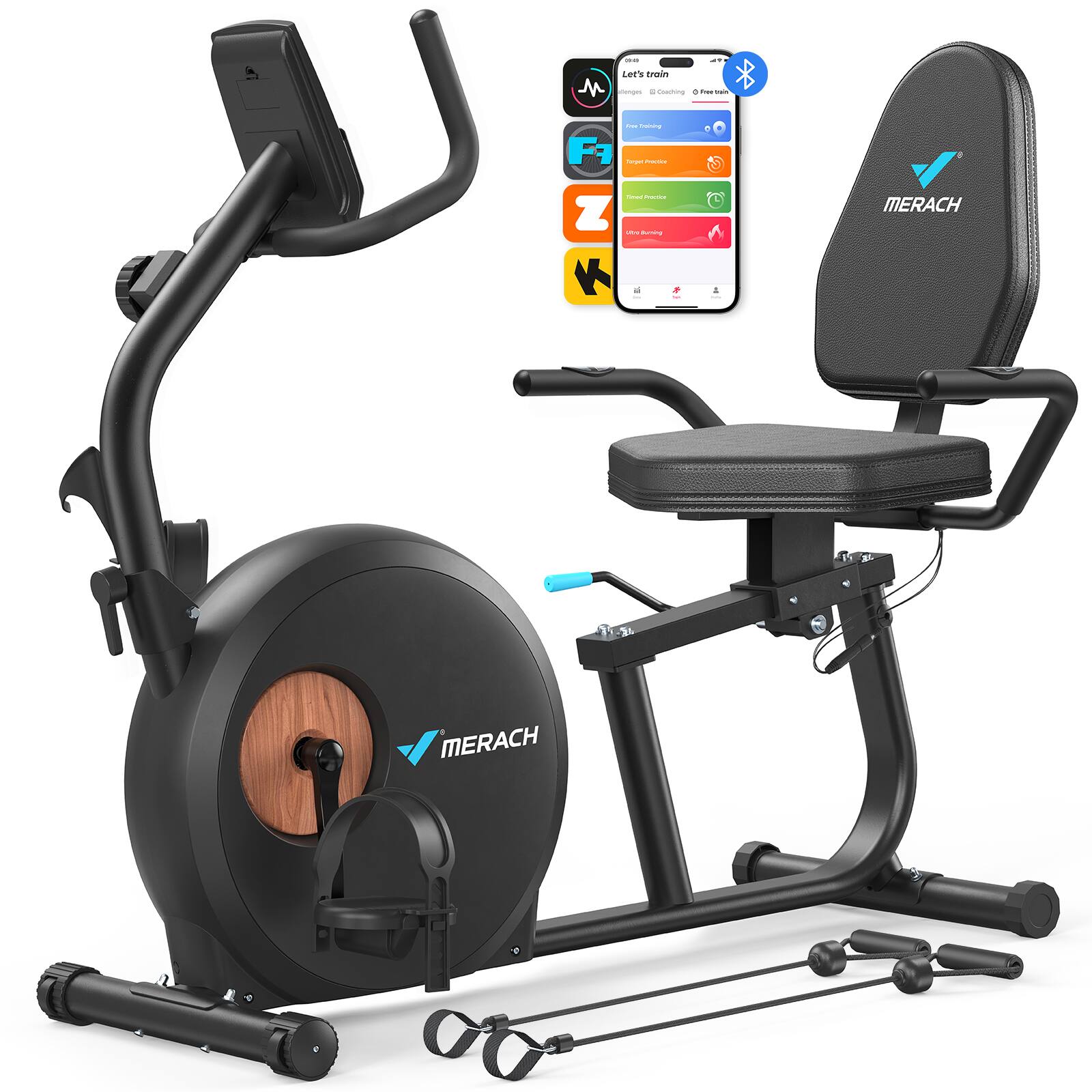 Angle. MERACH - New MERACH S23 Recumbent Exercise Bike Indoor Magnetic Stationary Bike Bluetooth - Black.