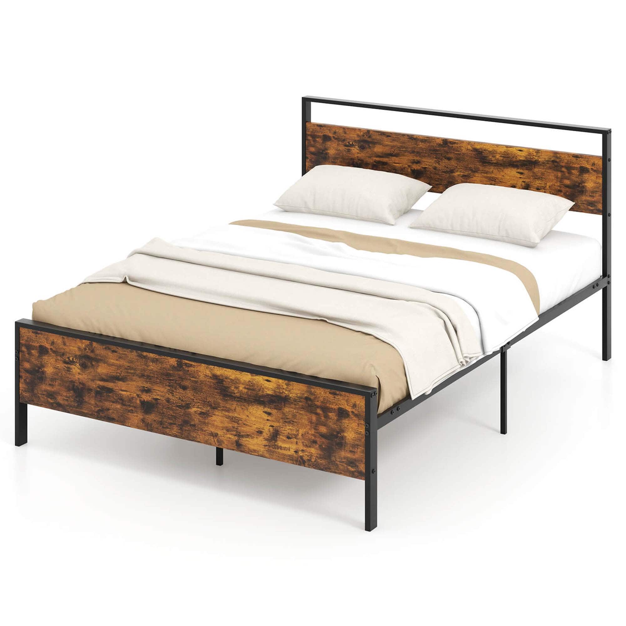 Costway Twin Size Bed Frame with Wooden Headboard and