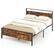 Front. Costway - Queen Size Bed Frame with Wooden Headboard and Footboard Under-Bed Storage - Brown.