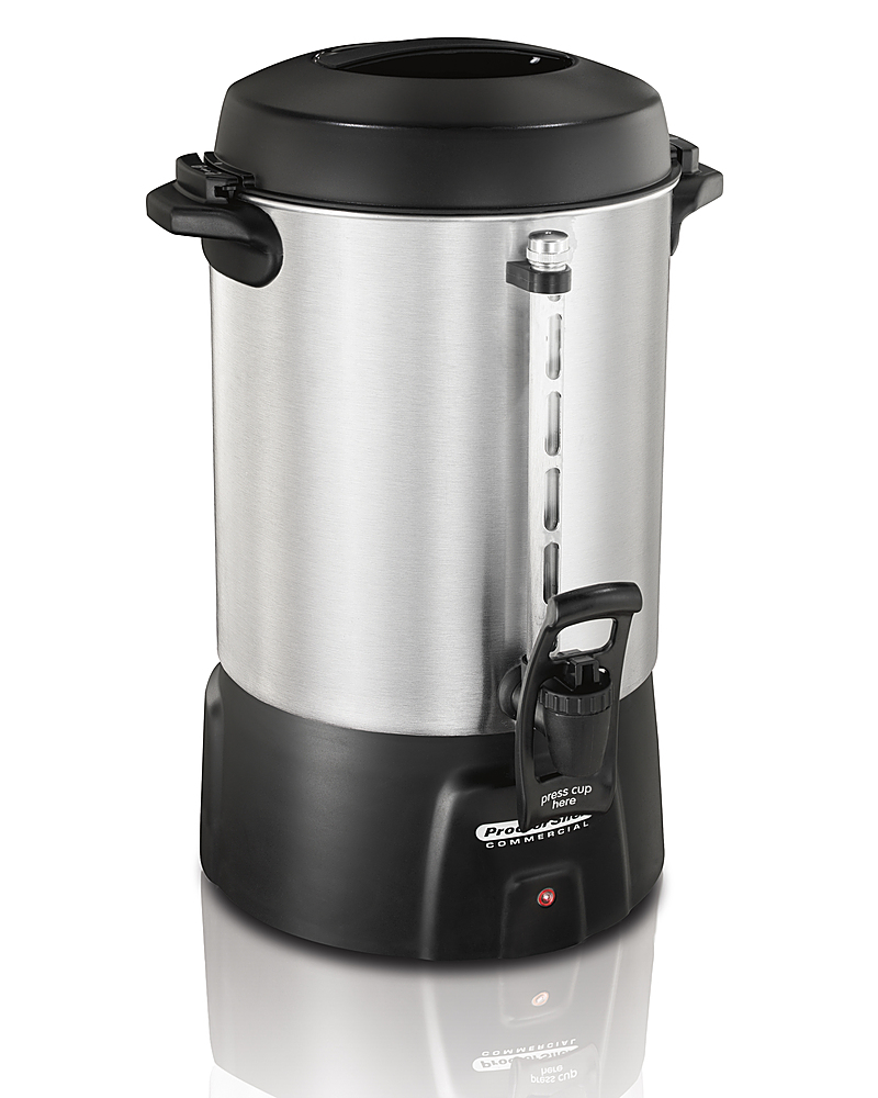 Left View: Proctor Silex Commercial 45060R 60 Cup Coffee Urn, 120V, Aluminum
