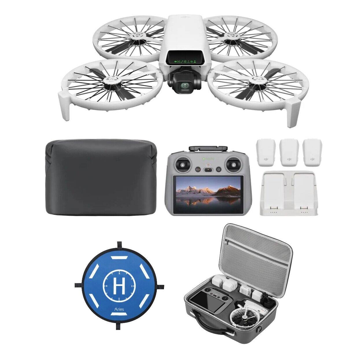 Bundle - DJI - Flip Drone Fly More Combo with RC 2 Remote + Case and Landing pad