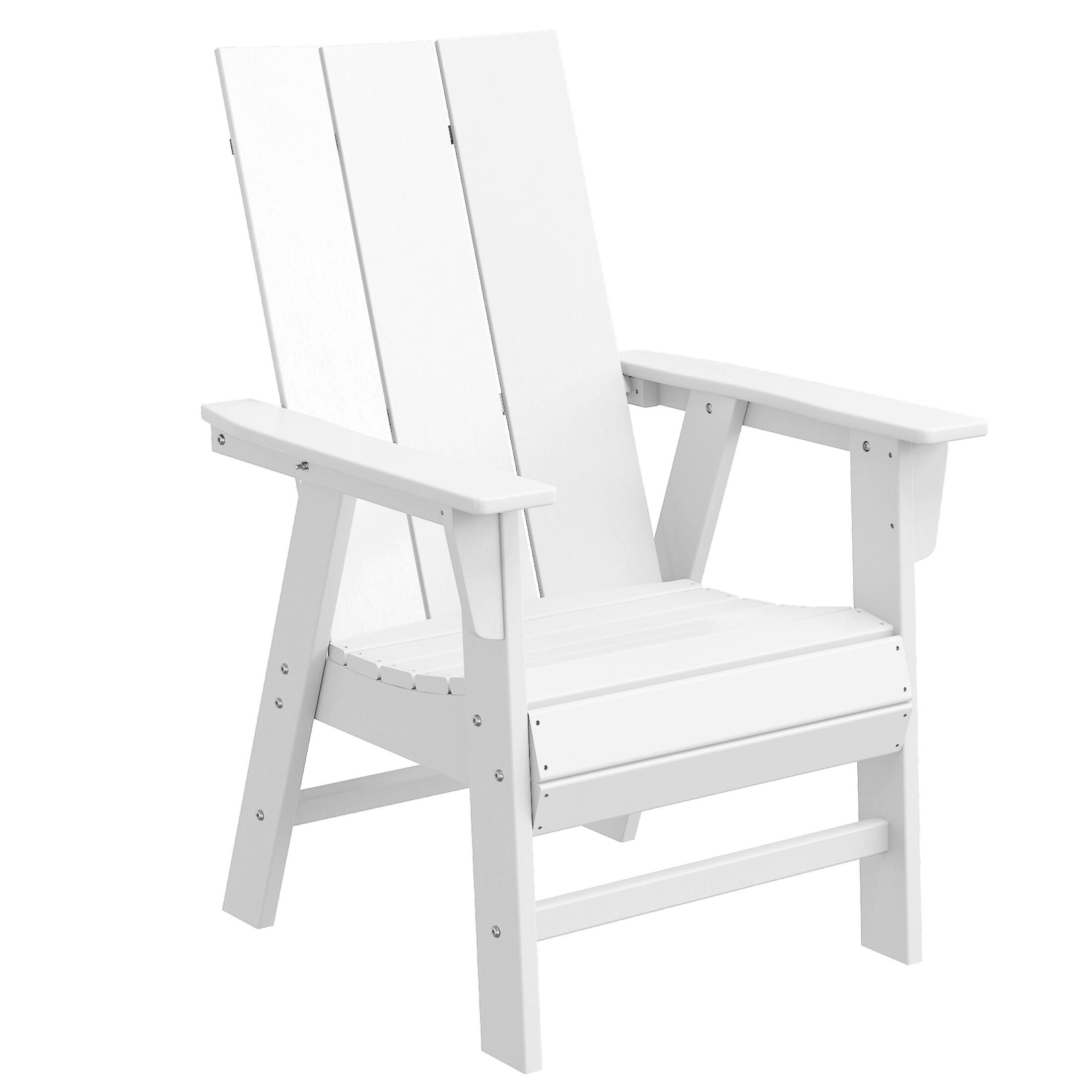 Left. WestinTrends - WestinTrends Ashore Outdoor Patio HDPE Plastic Modern Adirondack Dining Chairs (Set of 2) - White.