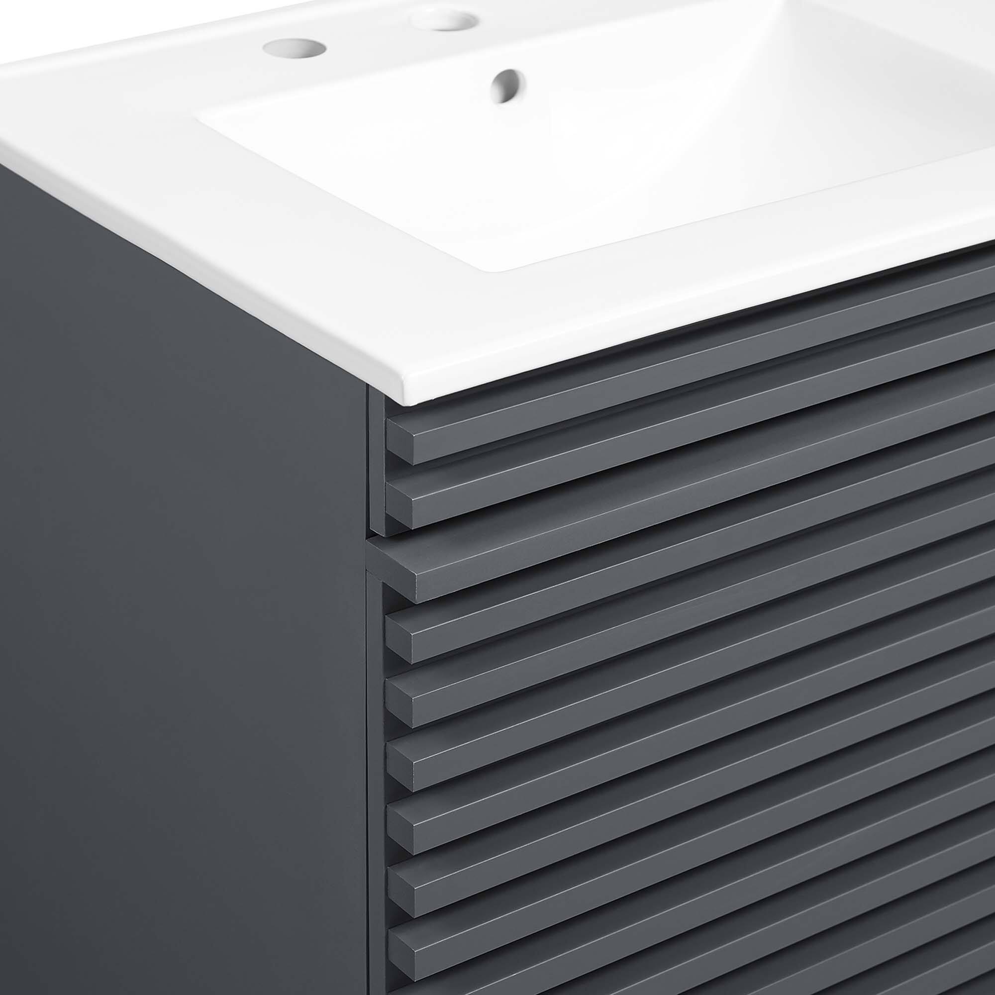 Alt View 7. Modway - Render 48" Wall-Mount Bathroom Vanity Basin Included by Modway - Gray White.
