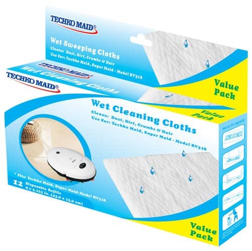 Front. KOBOT - Wet Cloths for KOBOT RV318 Robotic Vacuum, High-Speed Sweeper and Mopping Machines (12-Pack) - White.