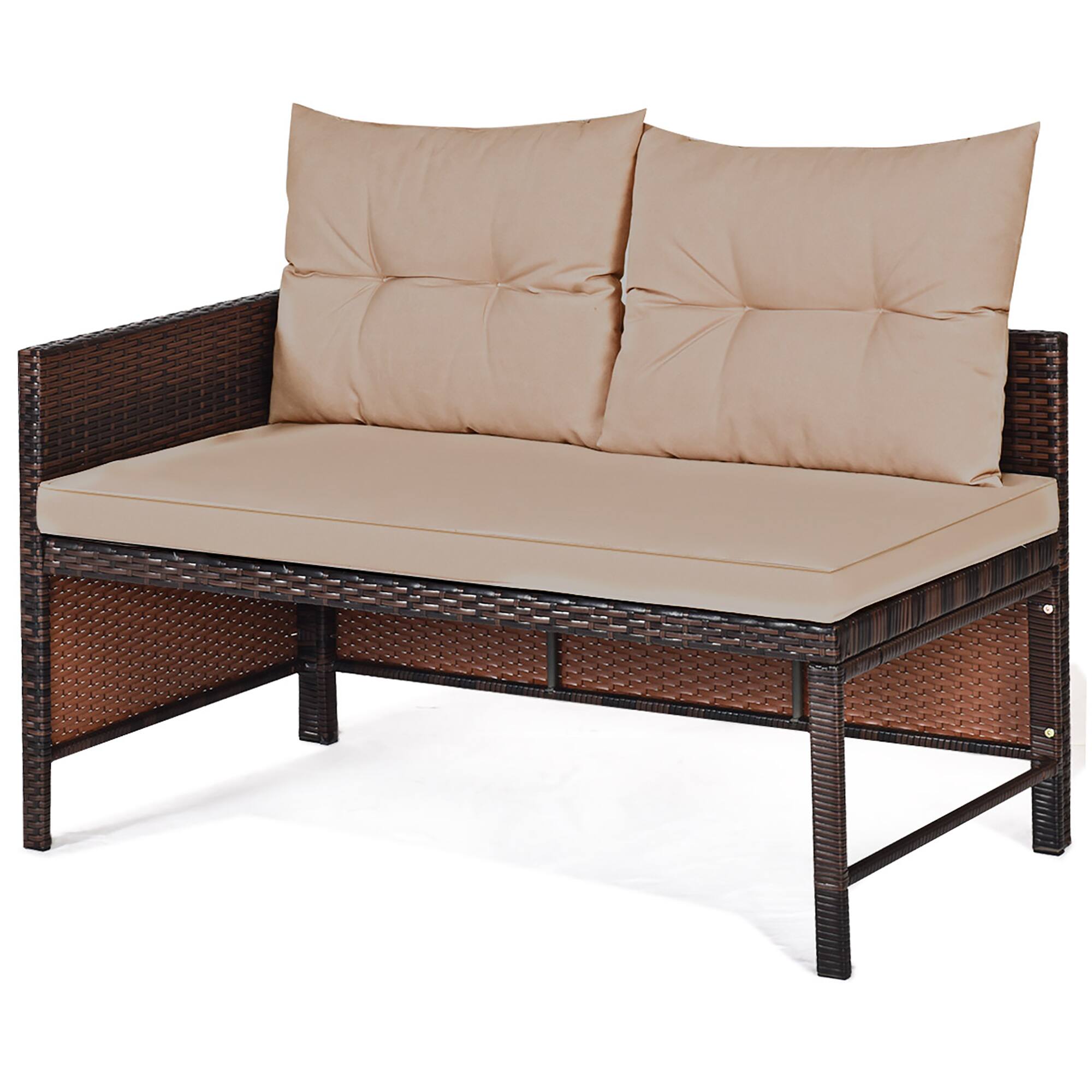 Alt View 3. Costway - Costway 3PC Patio Sofa Set Outdoor Sectional Conversation Set Rattan Wicker - Brown.
