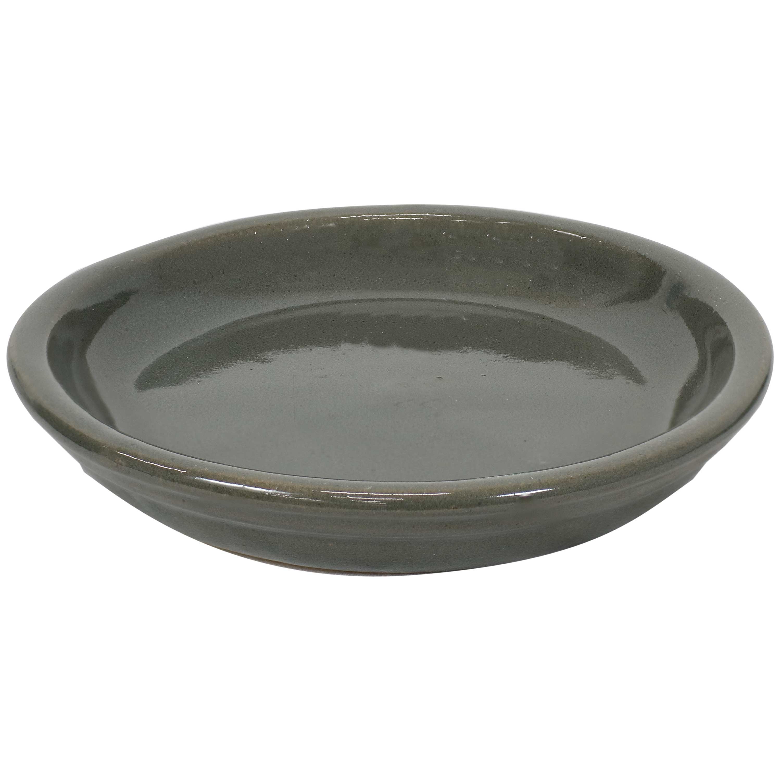 Alt View 9. Sunnydaze - 7 in Glazed Ceramic Flower Pot/Plant Saucer - Set of 2 - Gray.