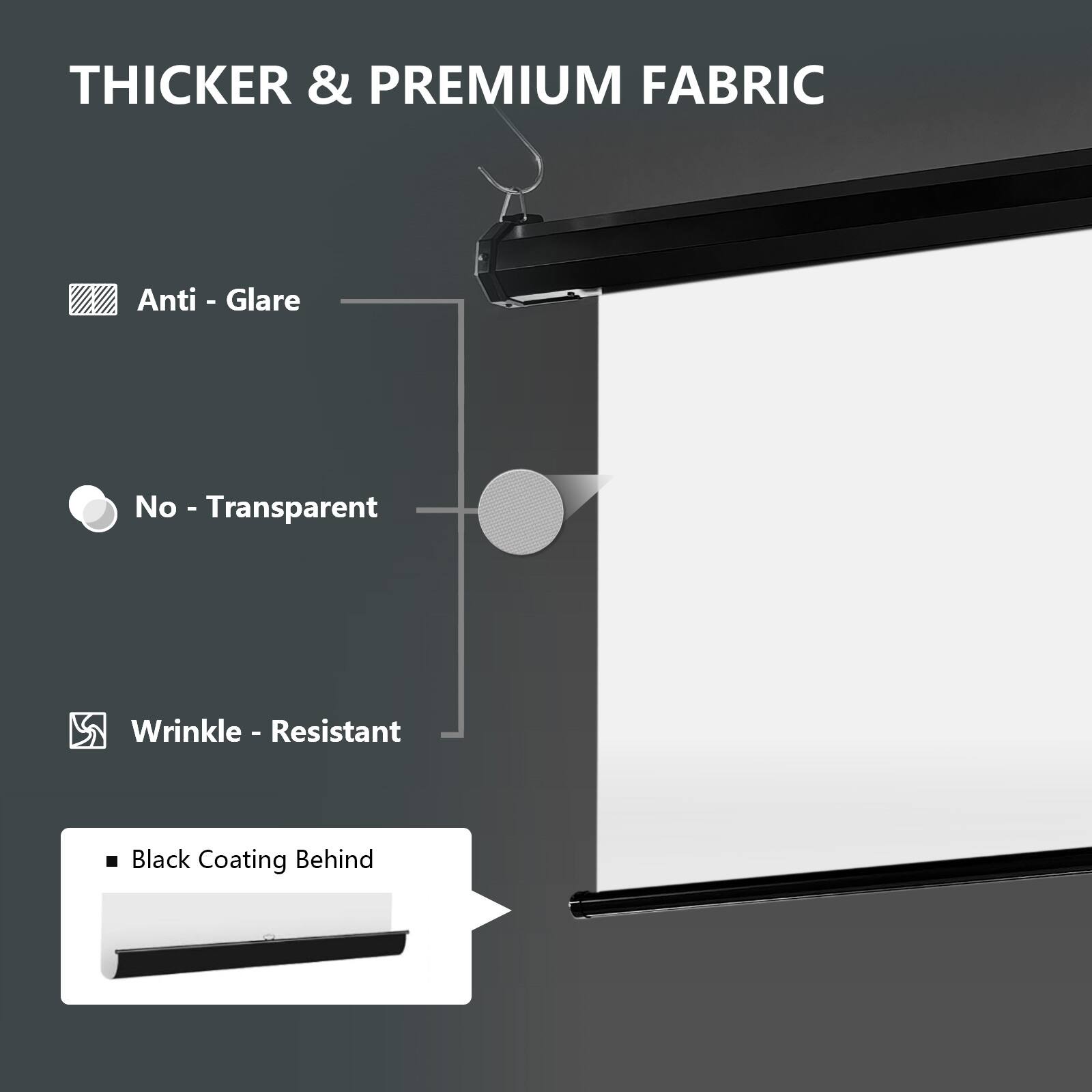 THICKER & PREMIUM FABRIC

- Anti - Glare
- No - Transparent
- Wrinkle - Resistant

Black Coating Behind