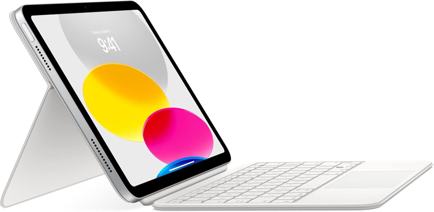 Back. Apple - Apple Magic Keyboard Folio: iPad Keyboard and case for iPad (10th Generation), Detachable Two-piece Design that attaches - White.
