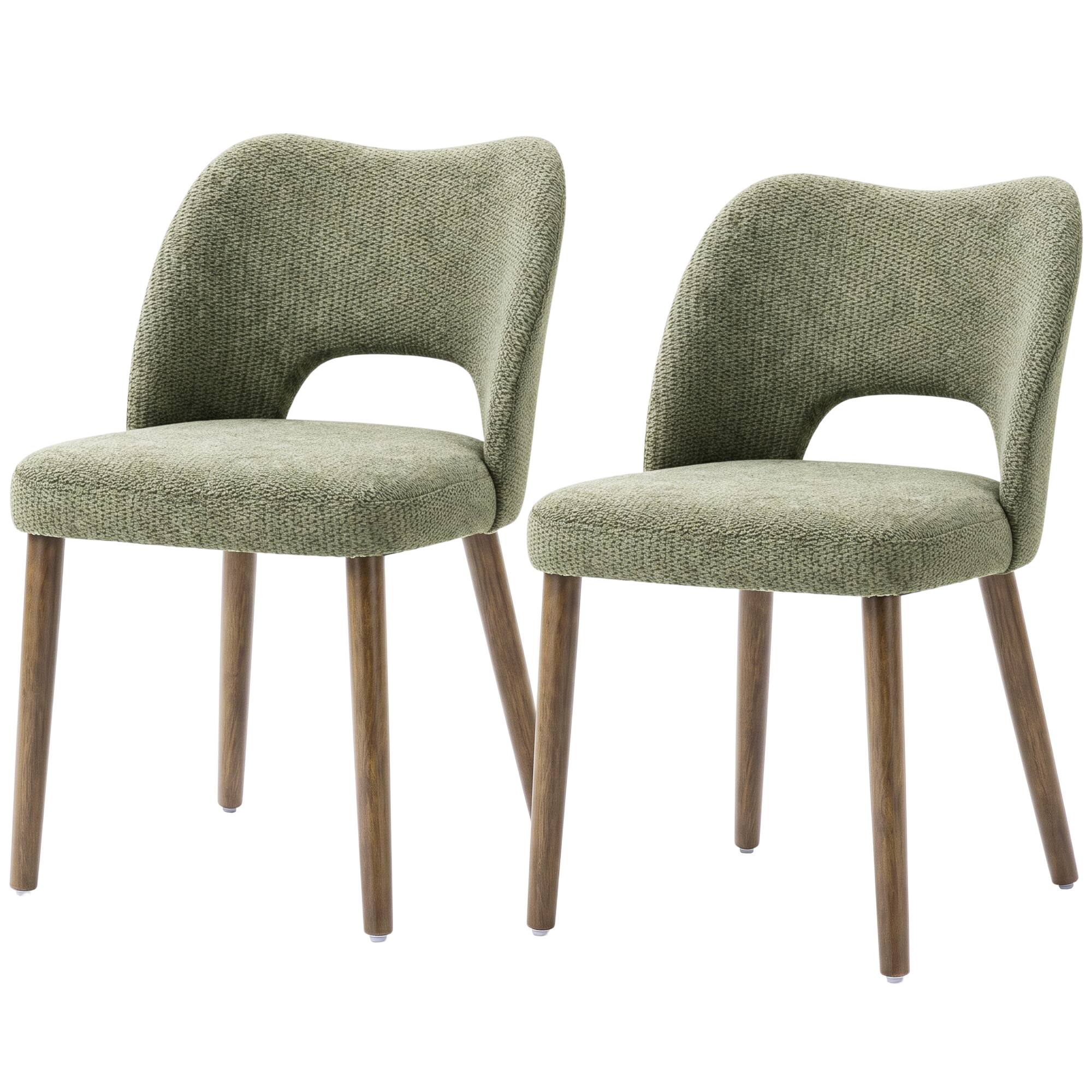 Homcom Chairs Set Upholstered Kitchen Chenille Tool Free Assembly ...