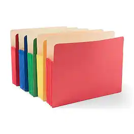 Staples - Reinforced File Pocket, Letter Size, 5/Pack (227132) - Assorted Colors