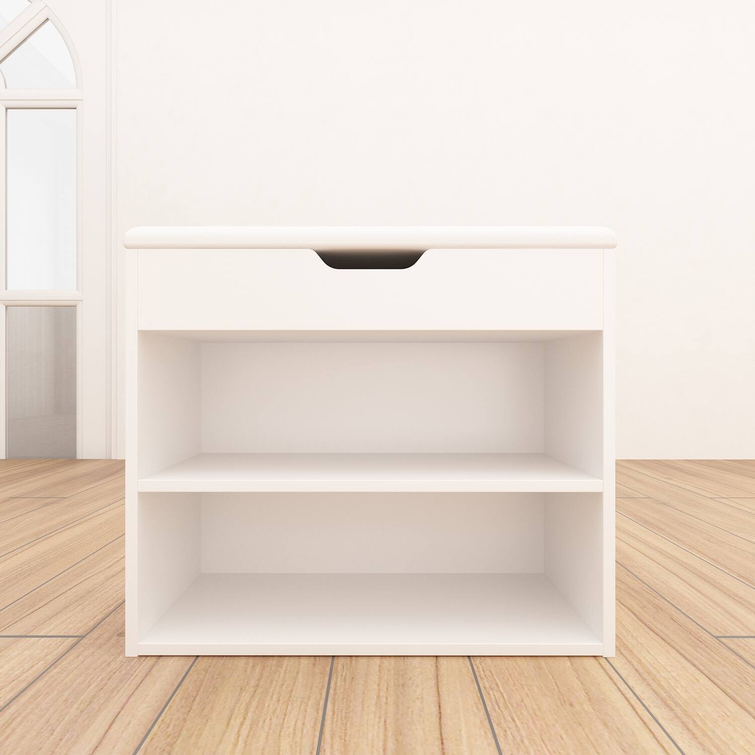 Alt View 8. FUFU & GAGA - Small Shoe Bench with Storage Box and Rack – Space-Saving Entryway Organizer - White.