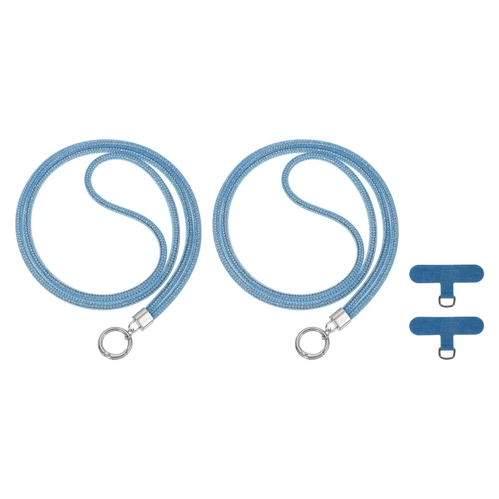 Unique Bargains - 2pcs Water Diamond Wrist Phone Bling Shoulder Strap with Tether Tab Universal Lanyard for Smartphones - Sky Blue