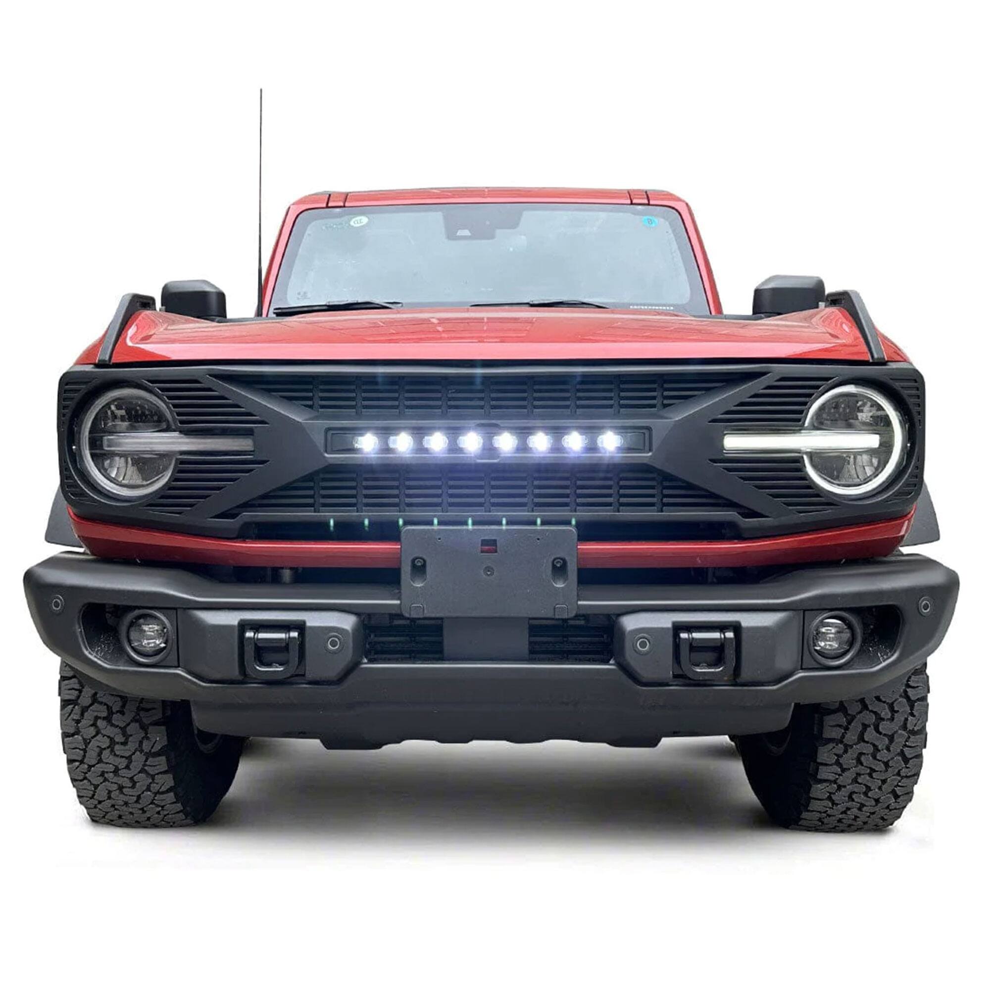 Alt View 7. AMERICAN MODIFIED - AMERICAN MODIFIED Front Grille w/ Lights for 21-24 Ford Bronco w/o Front Camera - 21-23 Bronco w/ Off-road Lights.