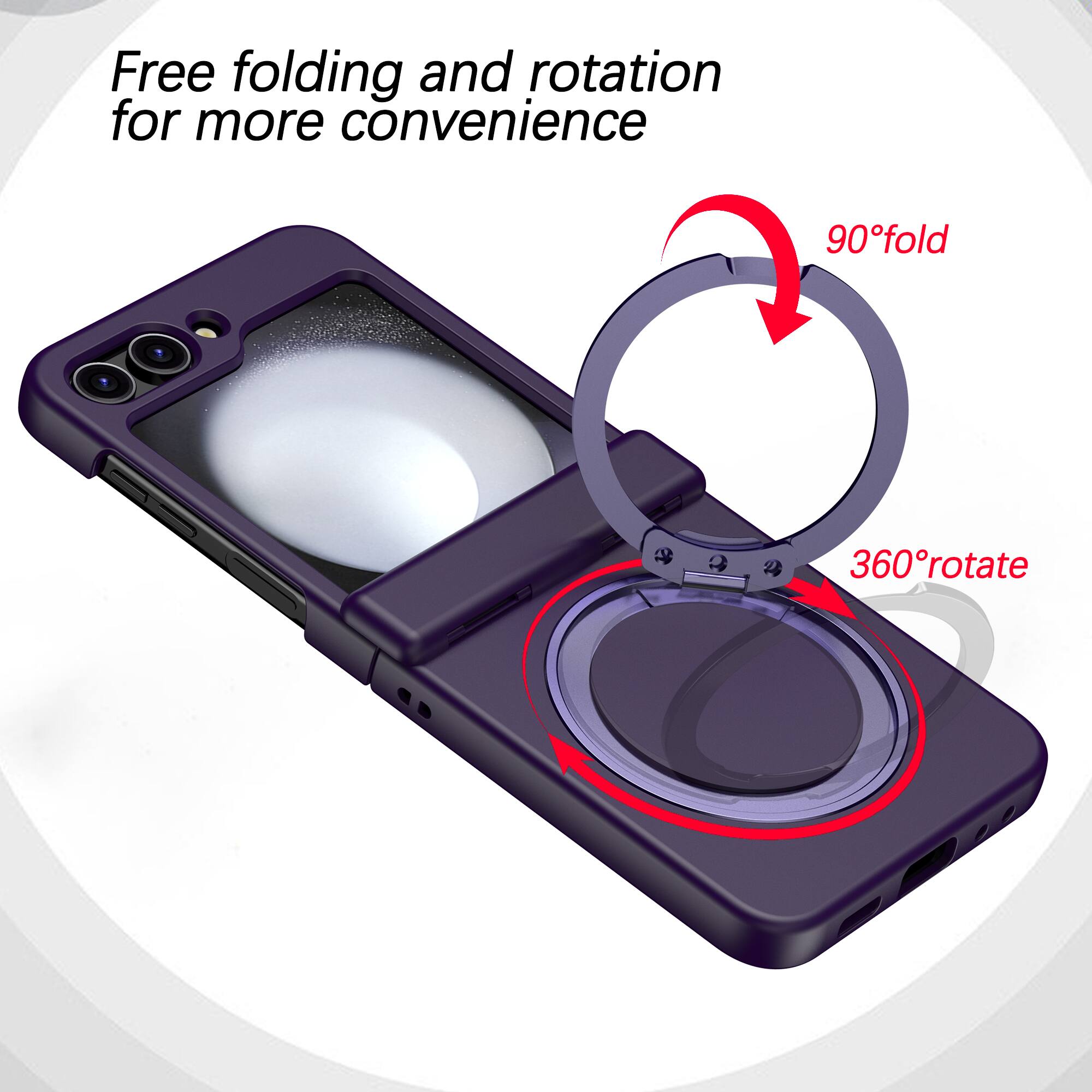 Free folding and rotation for more convenience  
90° fold  
360° rotate