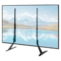 ACGAM - Universal TV Stand, Mount for 23-75 inch Flat & Curved Screen TV, Height Adjustment with VESA 200x200mm to 800x400mm Max - Matte Black - Front_Zoom