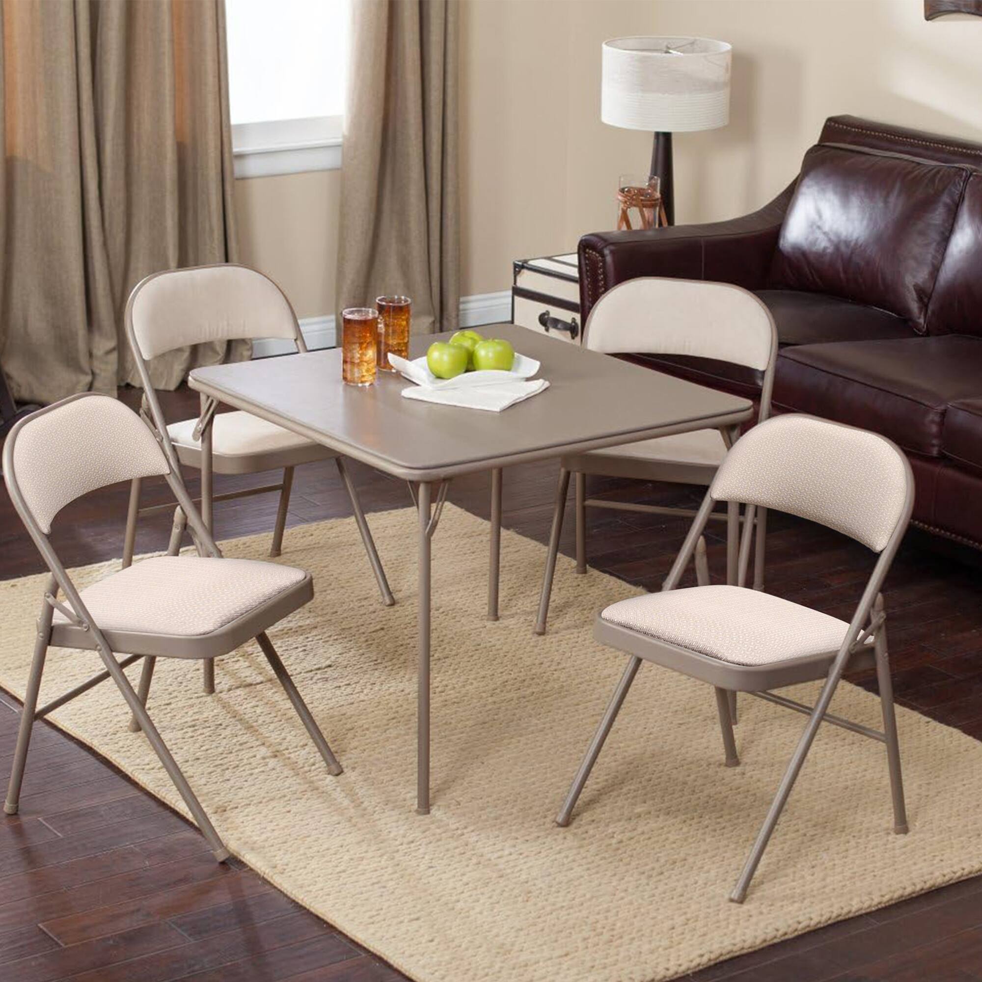 Alt View 2. MECO - MECO Sudden Comfort Deluxe Metal Fabric Padded Folding Chair, Sand Tan (4 Pack) - Grey.