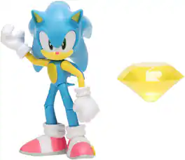 Jakks Pacific - Sonic the Hedgehog 4 Inch Figure | Modern Sonic with Yellow Chaos Emerald - Blue
