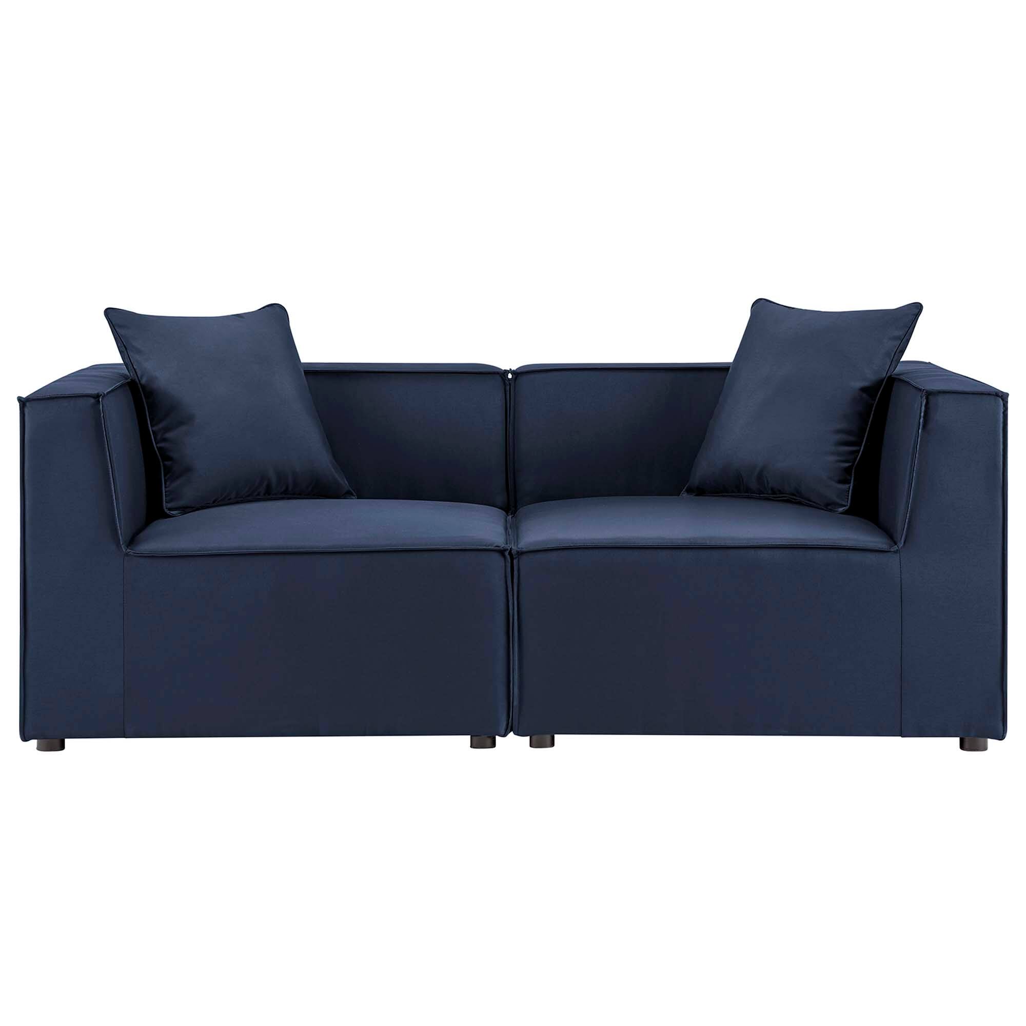 Angle. Modway - Saybrook 2-Piece Outdoor Patio Upholstered Sectional Sofa Loveseat by Modway - Navy.