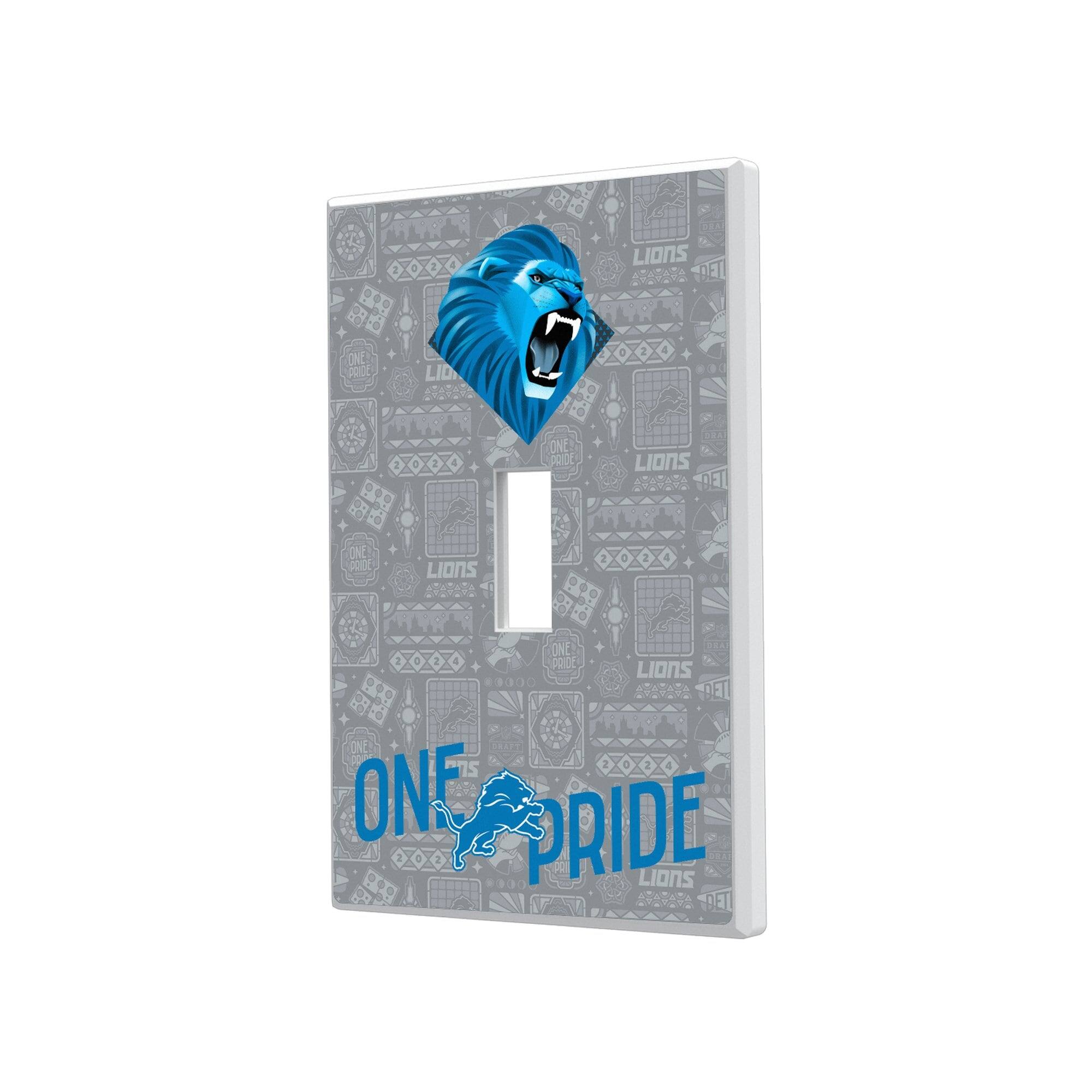 Keyscaper - Detroit Lions 2024 Illustrated Limited Edition Single Toggle Light Switch Plate - White