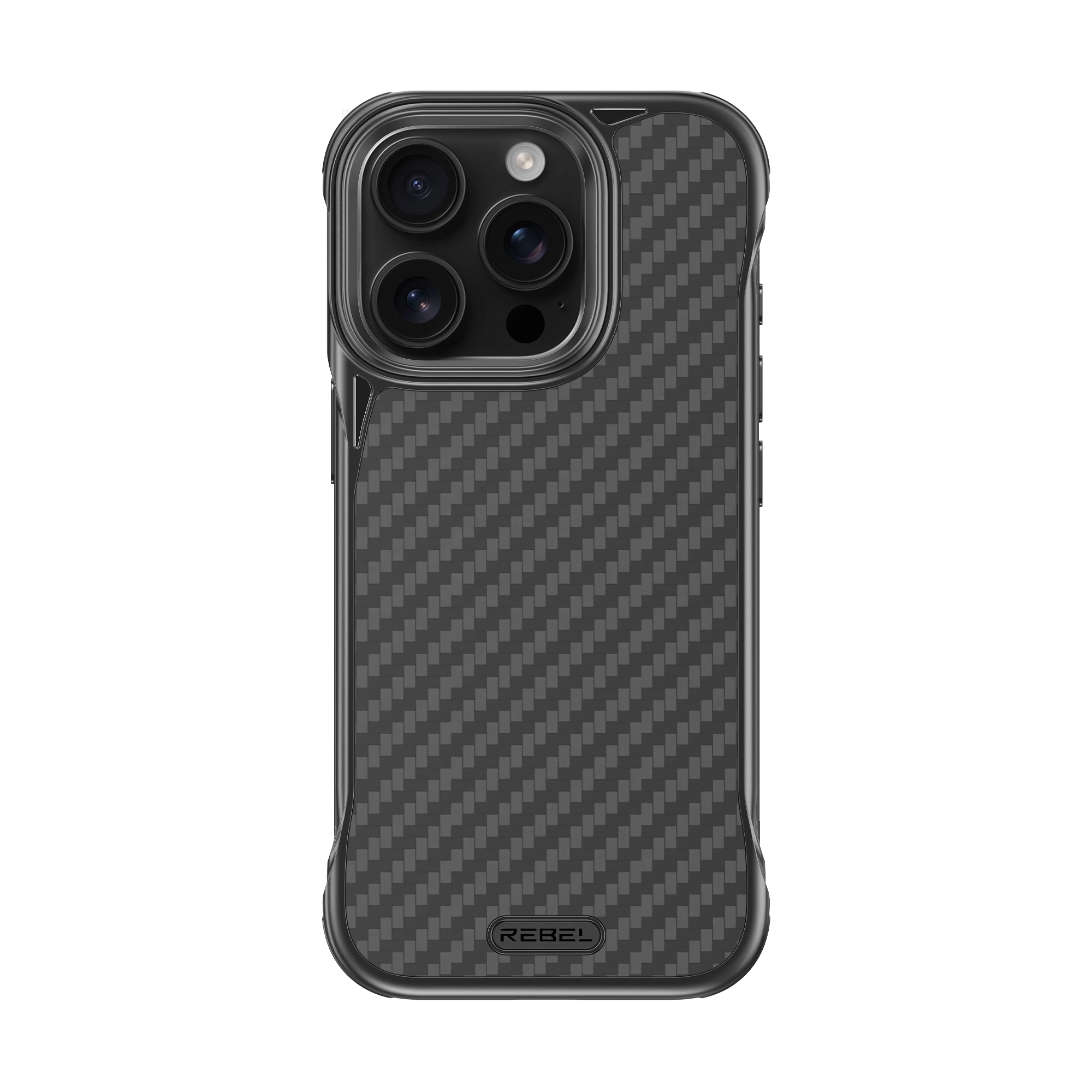 Front. Rebel - Rebel - Rebel FLEX Series Case For Apple iPhone 16 Pro - Black/Aramid Fiber - Black.