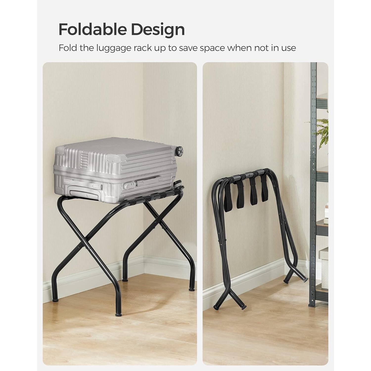 Foldable Design  
Fold the luggage rack up to save space when not in use