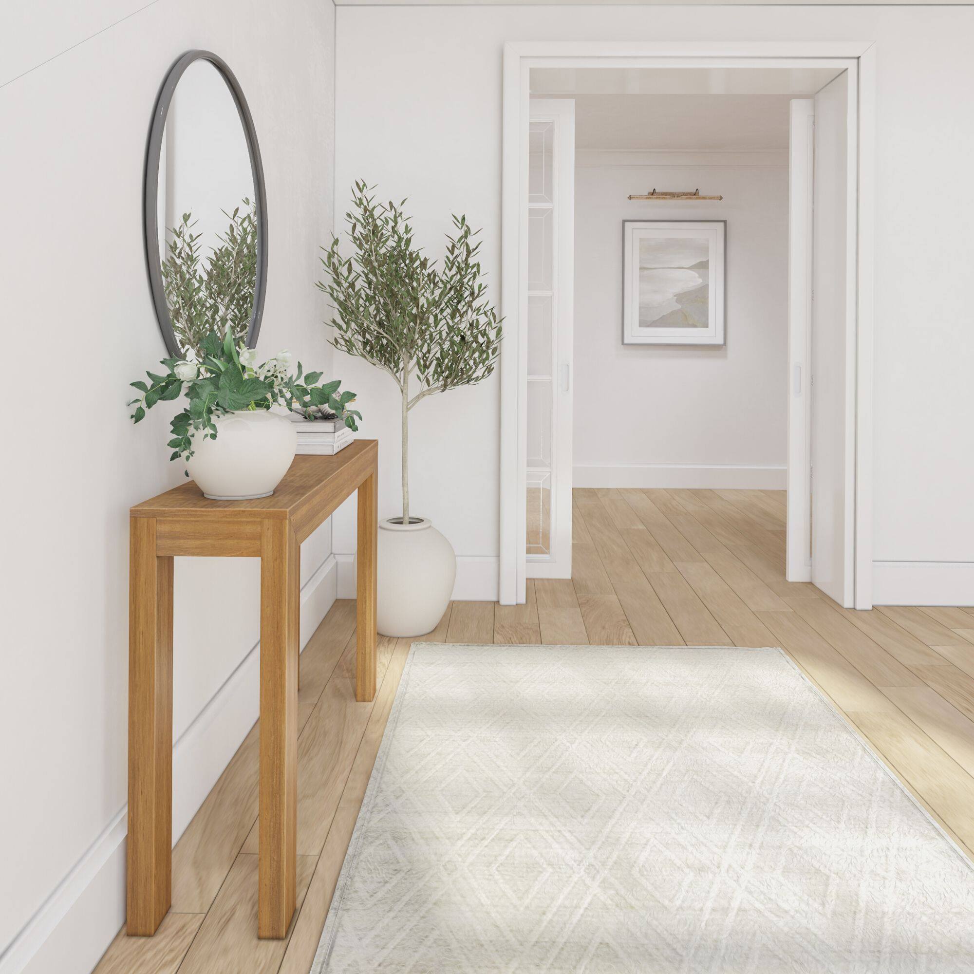 Alt View 4. Plank+Beam - Modern Console Table - 46 inches, Pecan - Pecan.