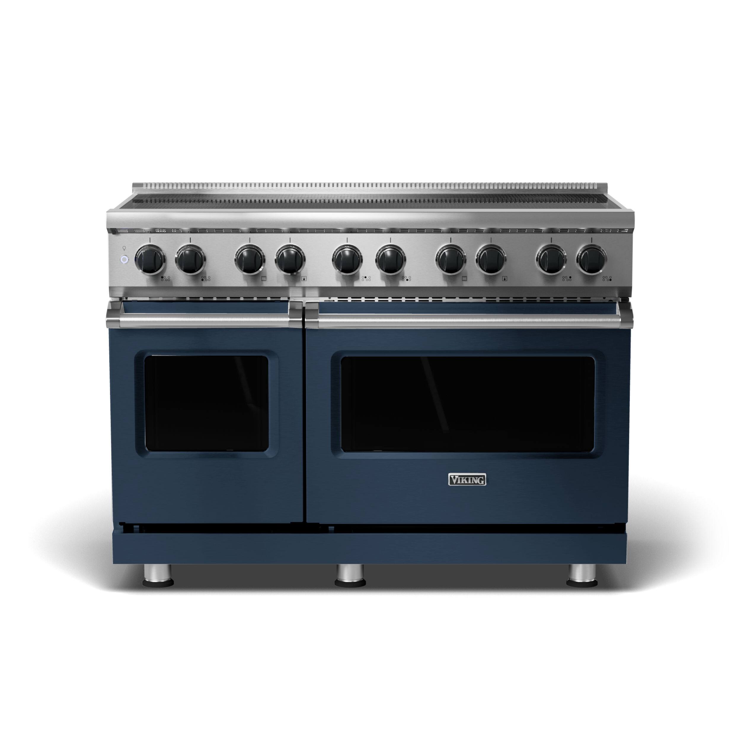 Front. Viking - 5 Series 48" Wide Freestanding Electric Induction Range - Slate Blue.