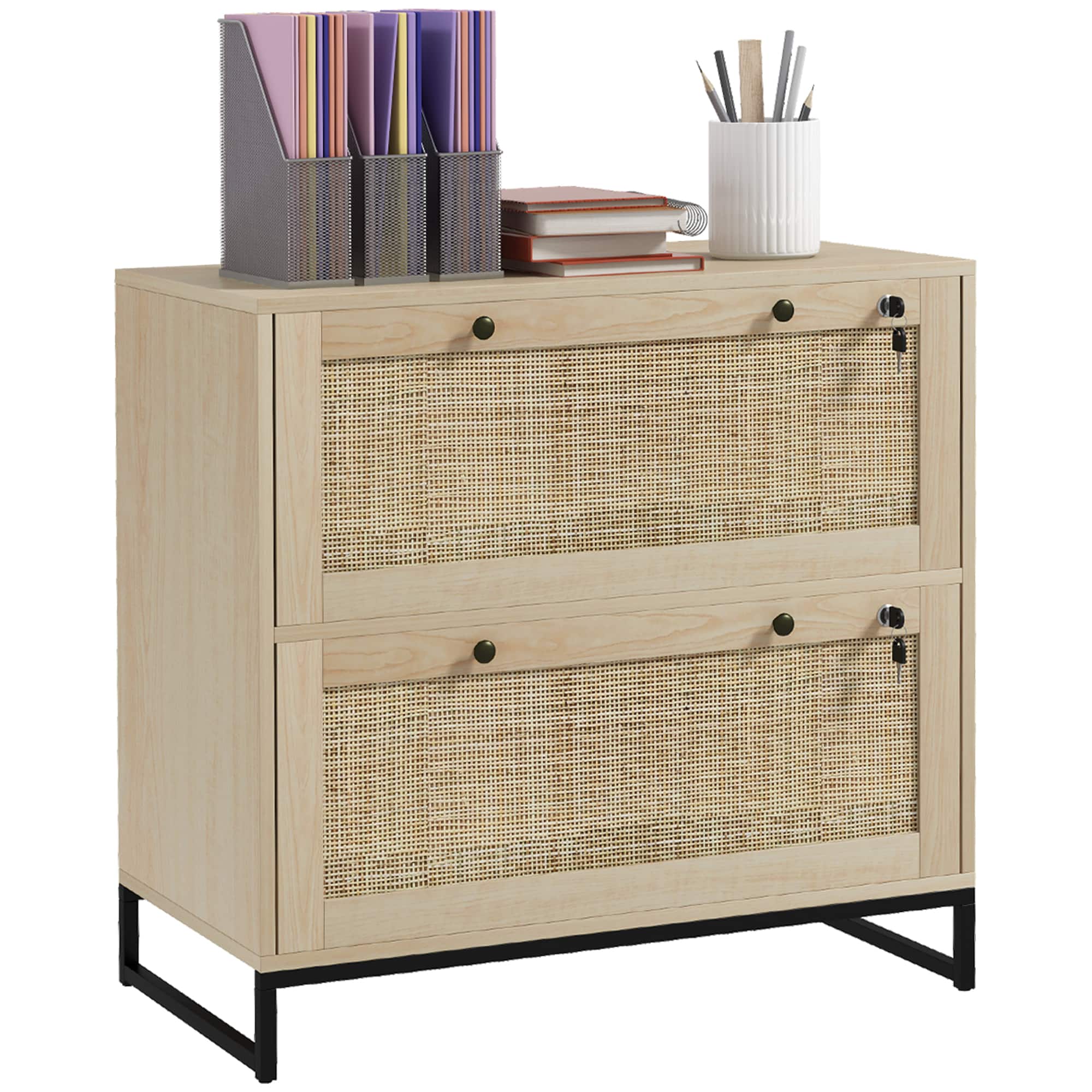 Vinsetto - Filing Cabinet, Boho 2 Drawer File Cabinet with Adjustable Hanging Bar for Letter