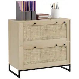 Vinsetto - Filing Cabinet, Boho 2 Drawer File Cabinet with Adjustable Hanging Bar for Letter