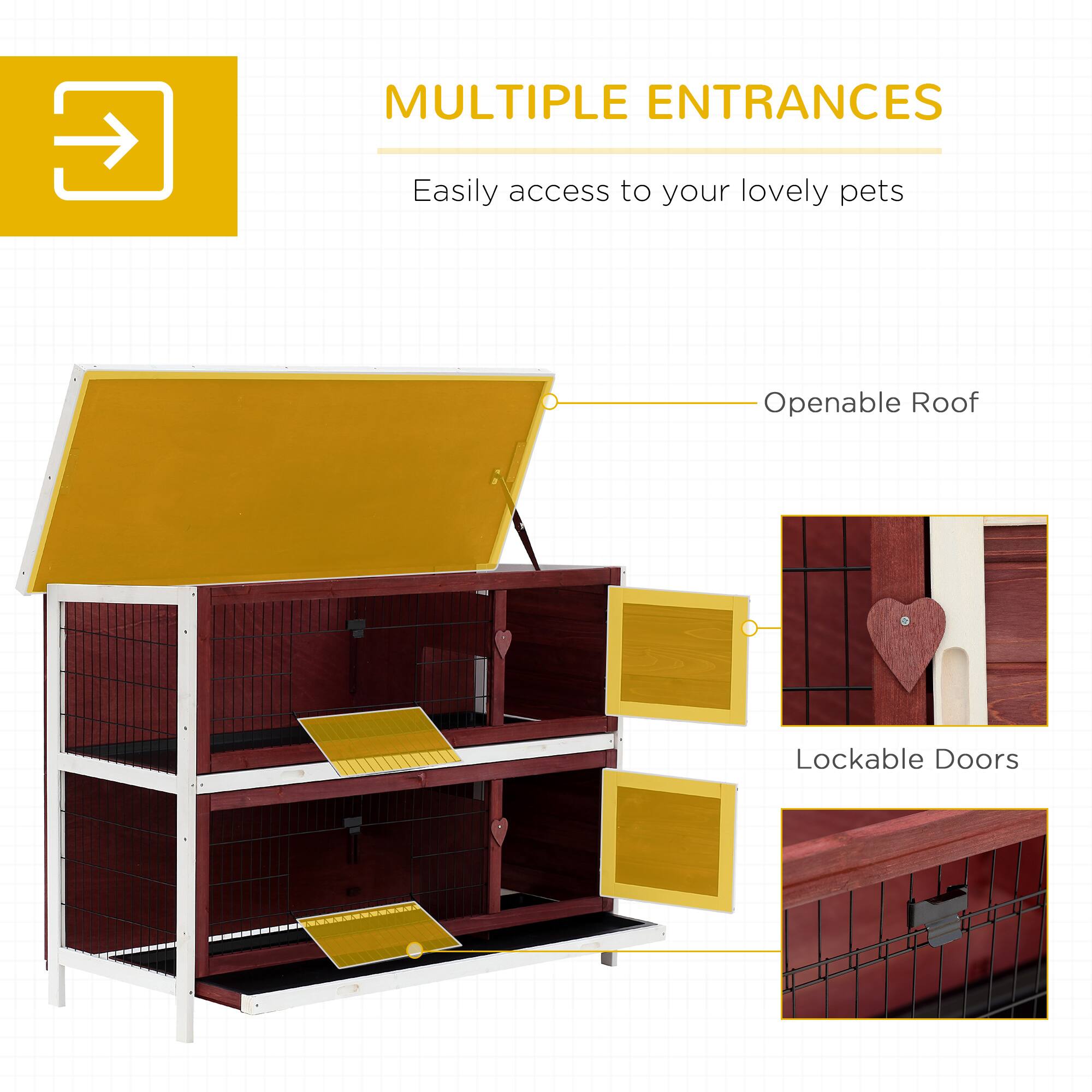 MULTIPLE ENTRANCES  
Easily access to your lovely pets  

- Openable Roof  
- Lockable Doors