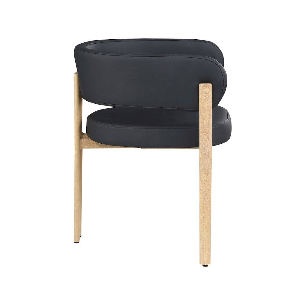 Alt View 3. Meridian Furniture - Gideon Black Vegan Leather Dining Chair, Set of 2 - Black.