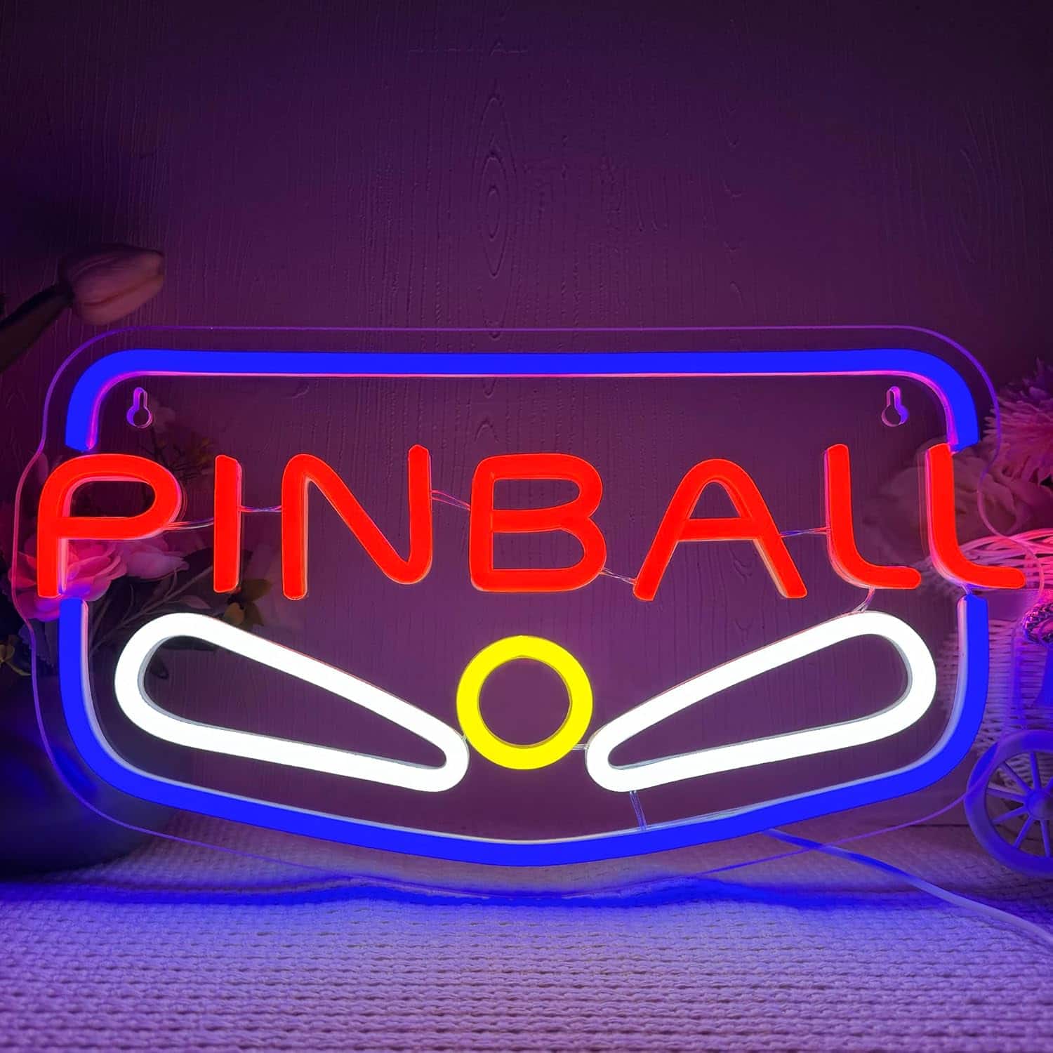 Auledio - Pinball Neon Signs, USB Powered Dimmable LED Neon Light, for Arcade Themed Room Retro Game Room Ideas Retro Bar Decor - Multicolor