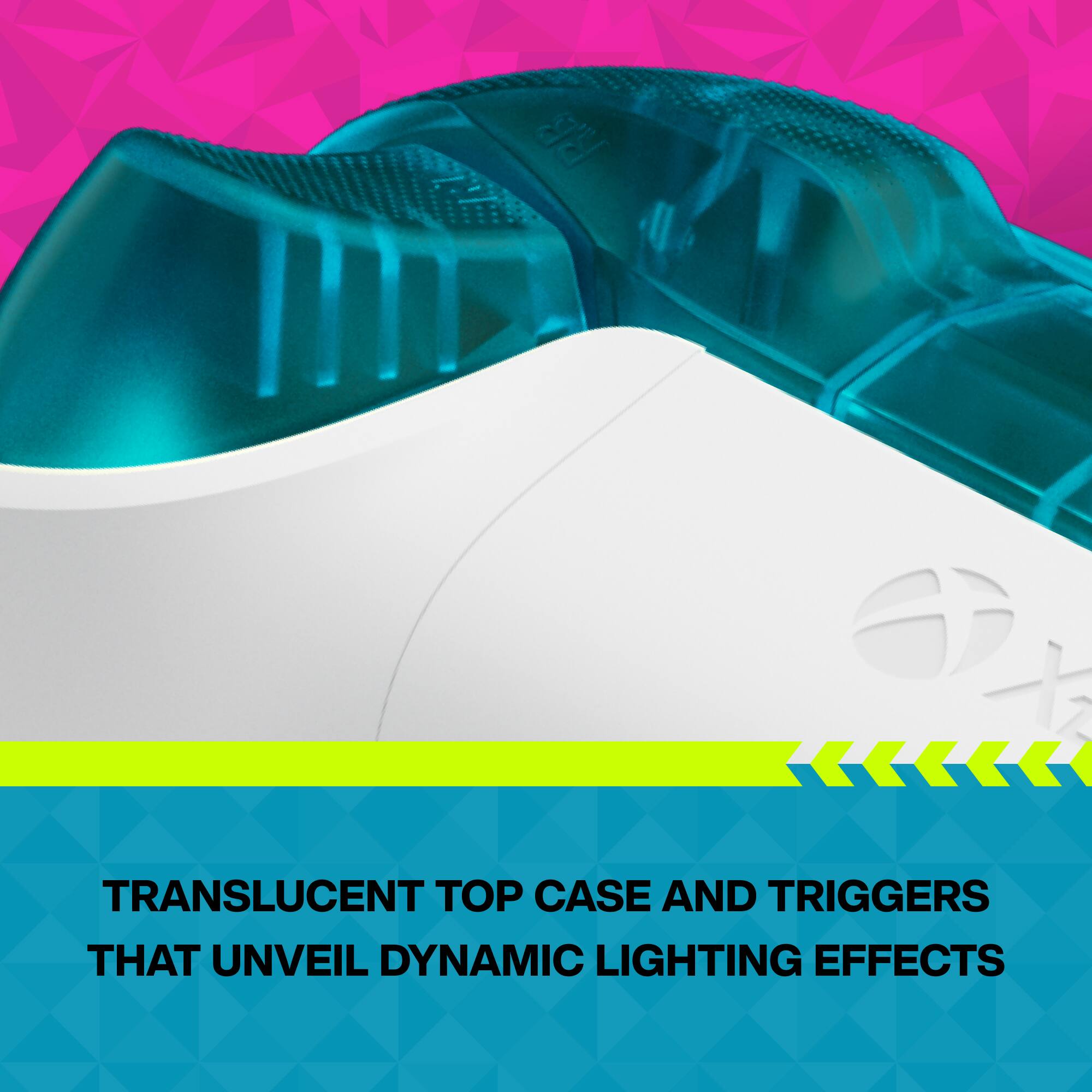 Translucent top case and triggers that unveil dynamic lighting effects