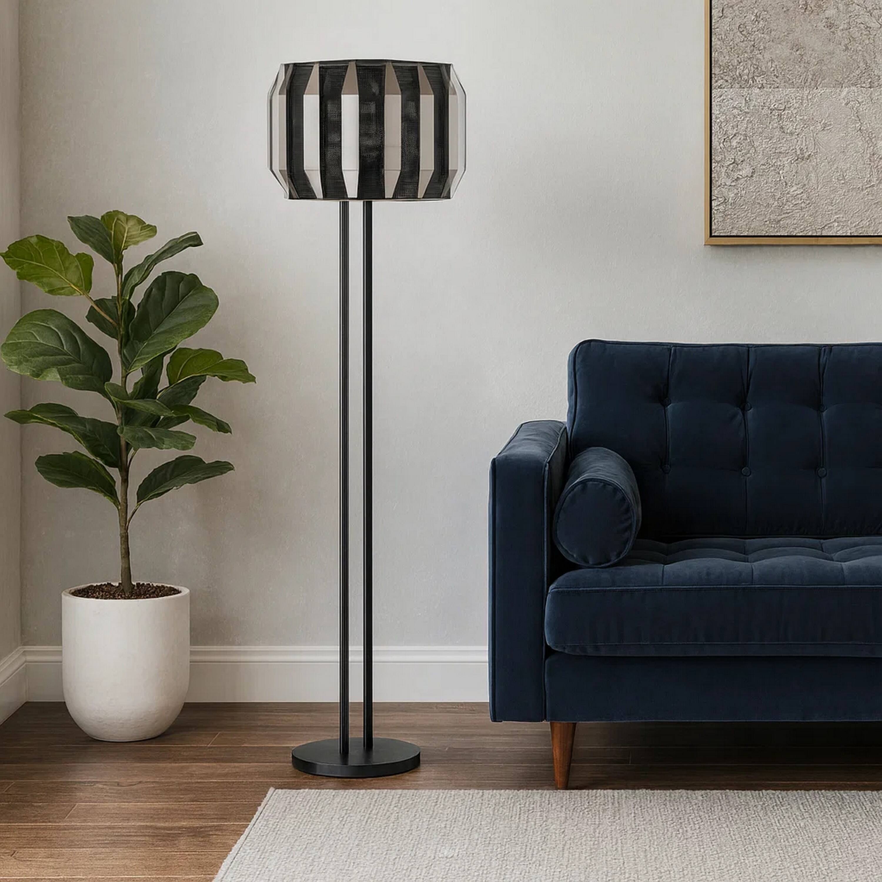 Alt View 2. Manhattan Lane - Pin 59 Inch Floor Lamp, Drum Shade, Metal Base, Accent Round Base.