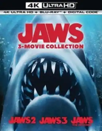 Front. Jaws: 3-Movie Collection - 4K Blu-Ray.
