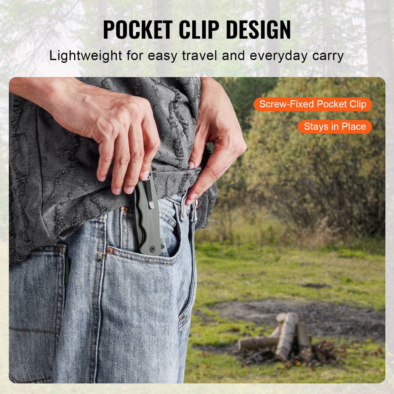 POCKET CLIP DESIGN  
Lightweight for easy travel and everyday carry  

Screw-Fixed Pocket Clip  
Stays in Place