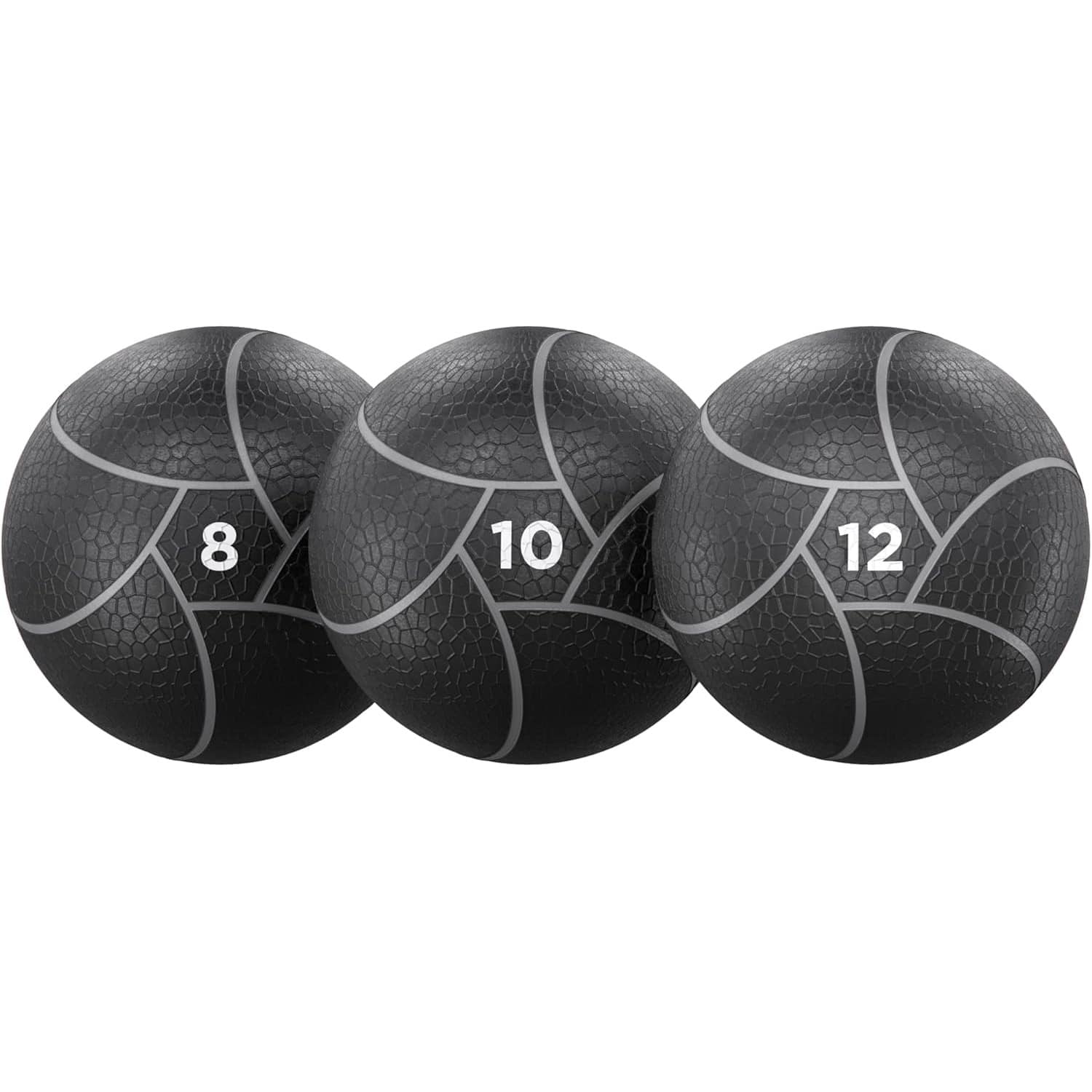 Power Systems - 3-Piece 10" Elite Power Medicine Ball Kit – 8 lb, 10 lb & 12 lb for Strength Training - Black