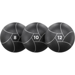 Power Systems - 3-Piece 10" Elite Power Medicine Ball Kit – 8 lb, 10 lb & 12 lb for Strength Training - Black
