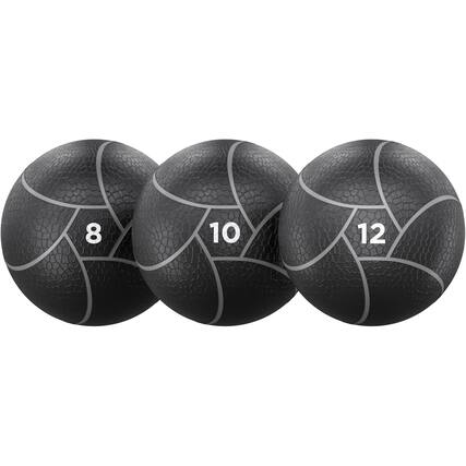 Front. Power Systems - 3-Piece 10" Elite Power Medicine Ball Kit – 8 lb, 10 lb & 12 lb for Strength Training - Black.