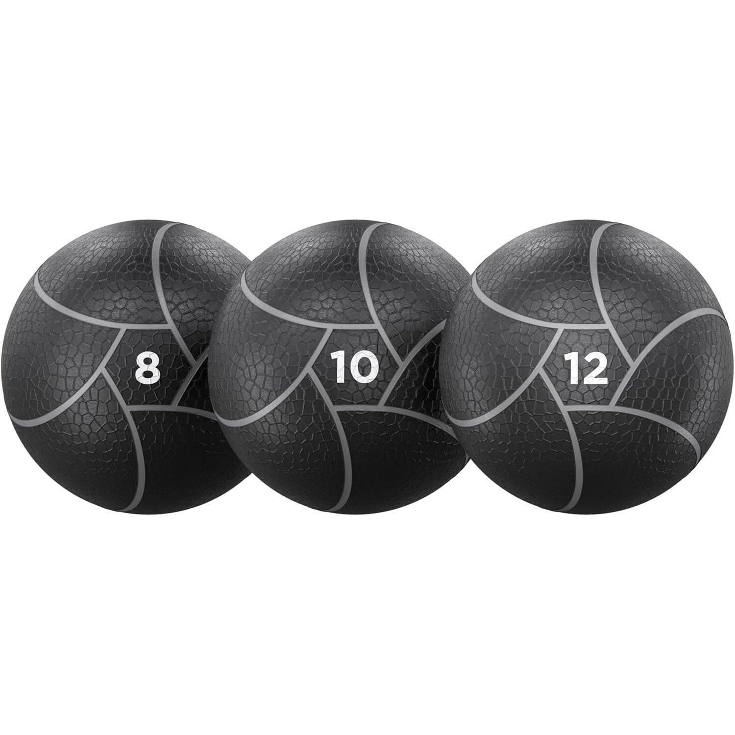 Front. Power Systems - 3-Piece 10" Elite Power Medicine Ball Kit – 8 lb, 10 lb & 12 lb for Strength Training - Black.