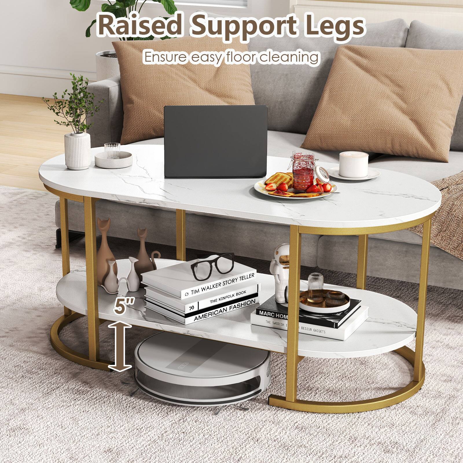 Raised Support Legs  
Ensure easy floor cleaning  

5"
